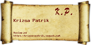 Krizsa Patrik névjegykártya